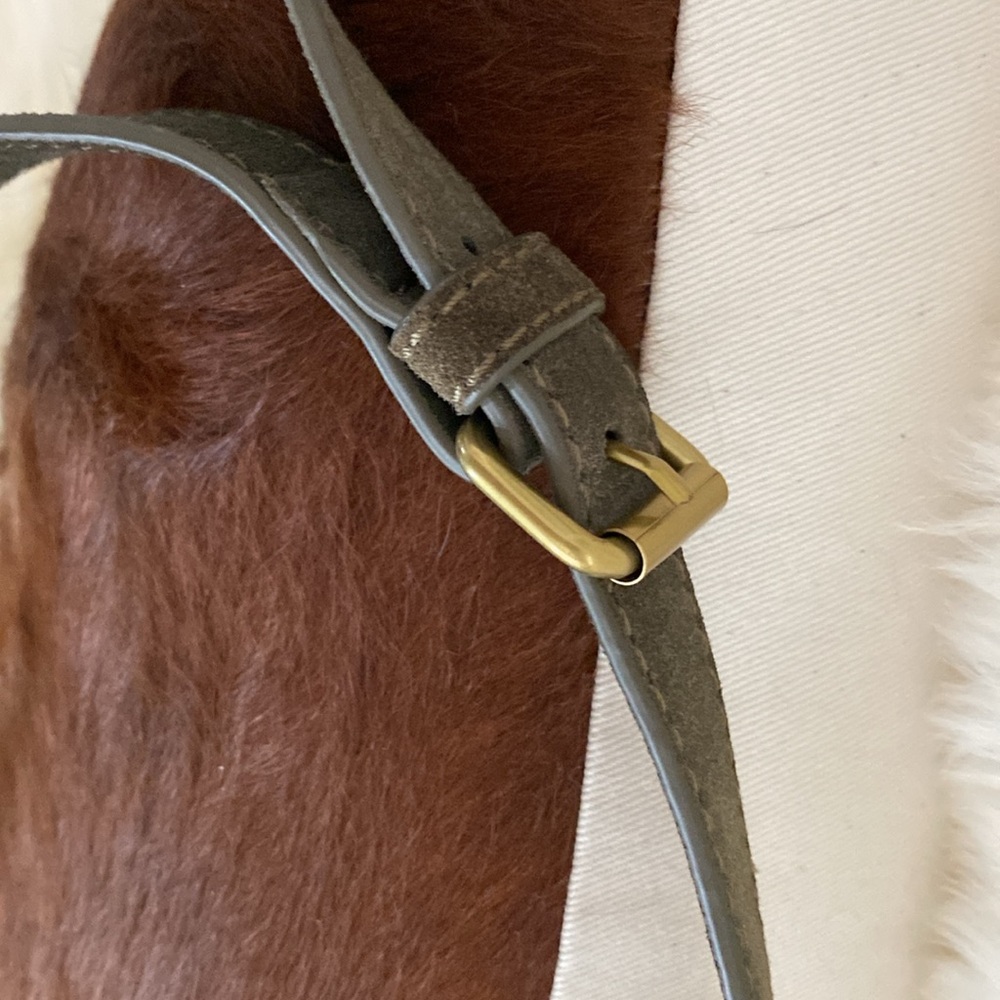 J Crew Olive Suede Small Drawstring Crossbody Bag - image 4